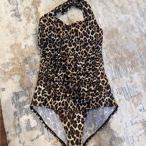 Ruby Ribbon Neutral Leopard-Pattern Lined Swim Top